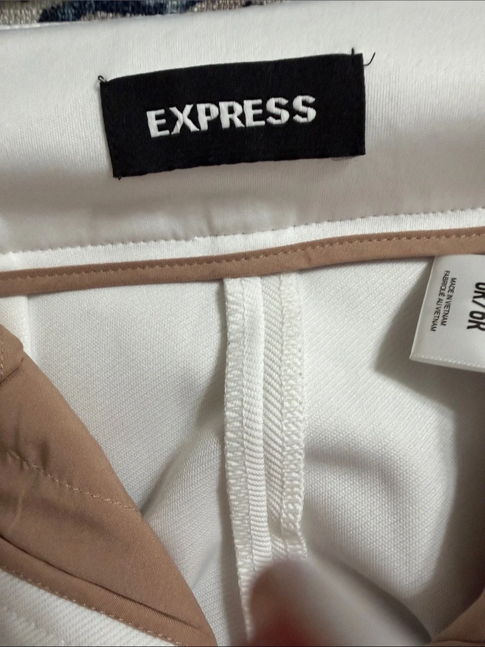 Express Cream High-Waist Wide-Leg Pants with Gold Button Detail - Picture 6 of 6